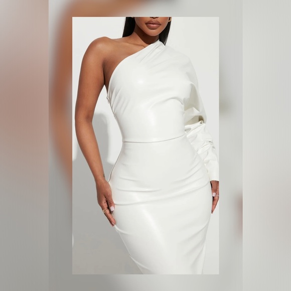 Fashion Nova One-Shoulder White Dress - Picture 5 of 6